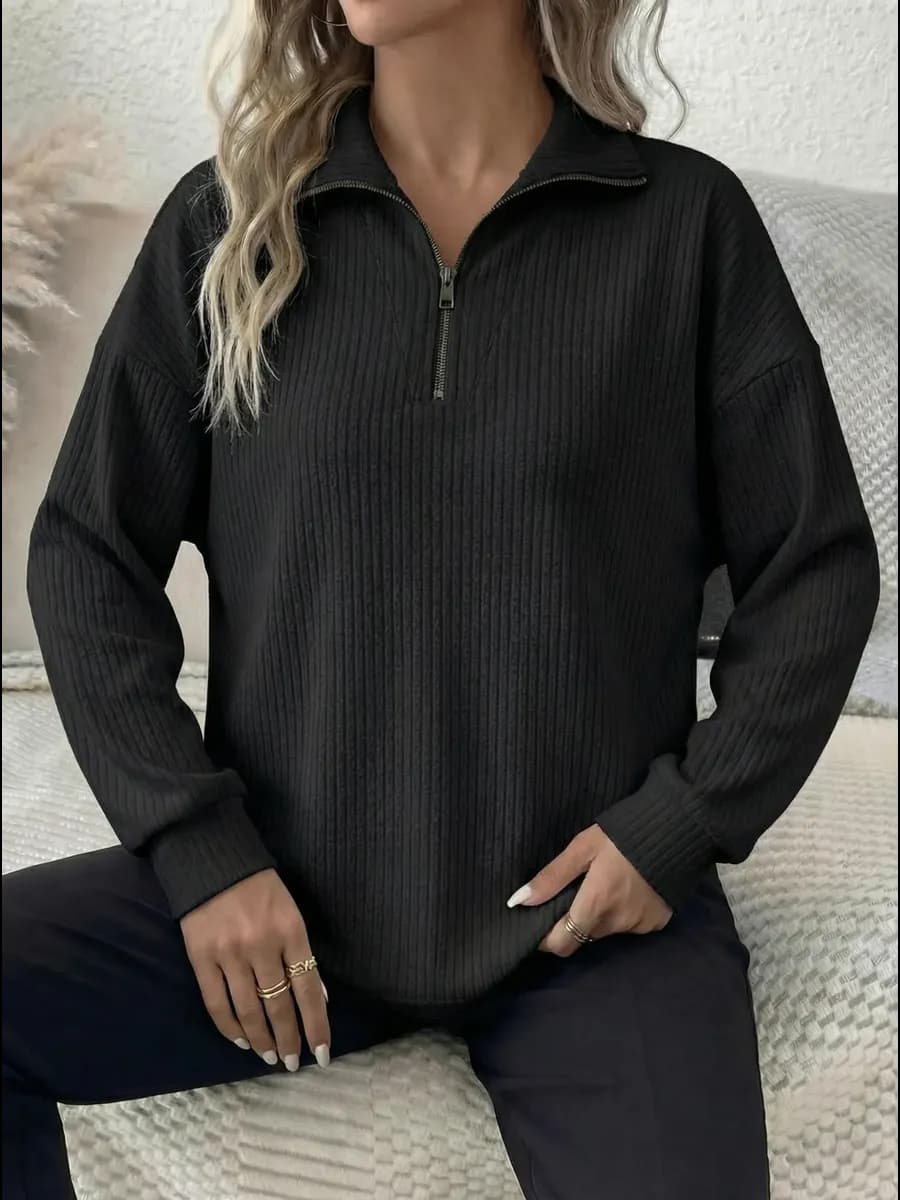 Свитшот оверсайз полузамок с воротником на молнии