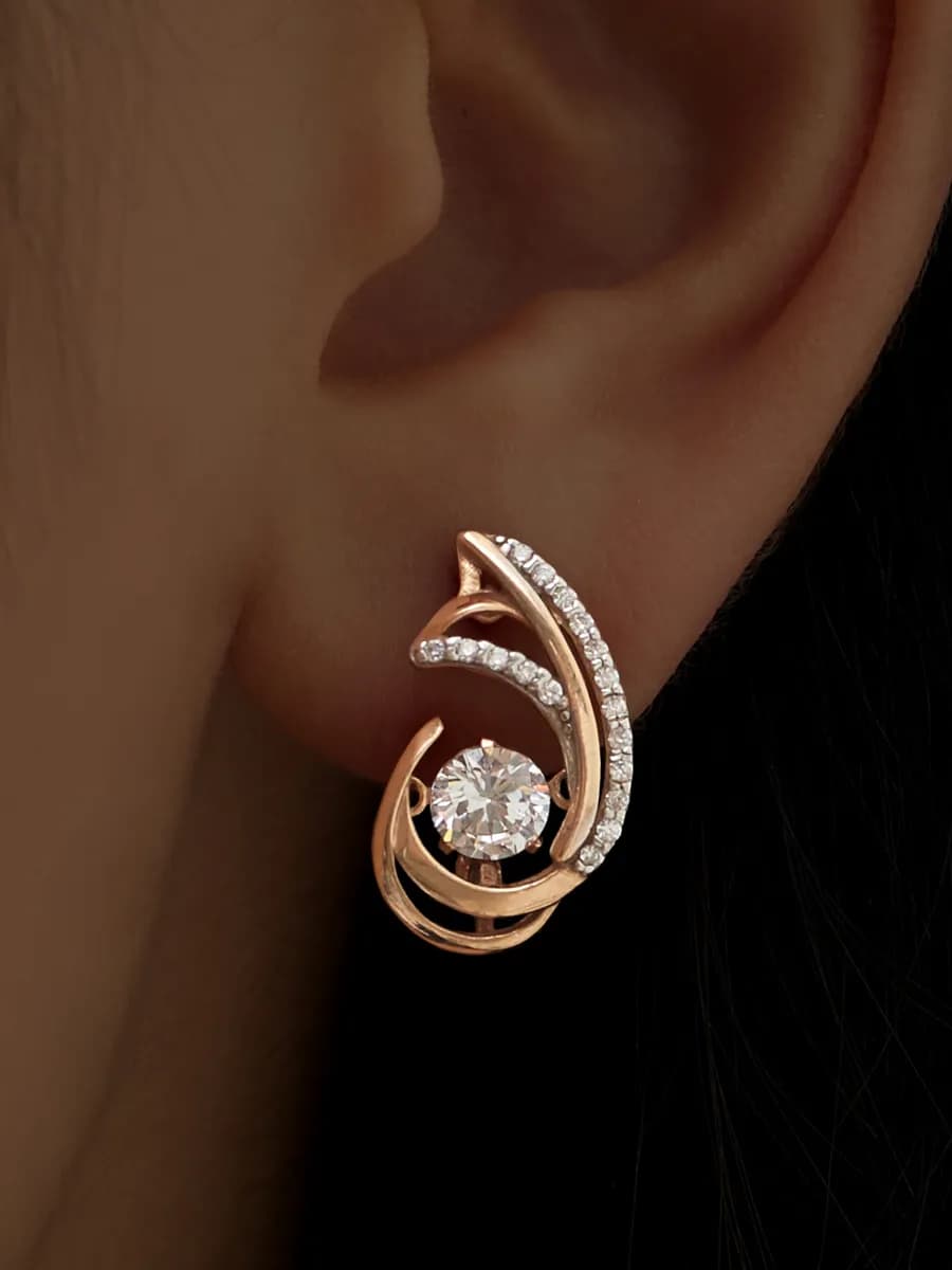 Серьги серебряные 925 с танцующим камнем