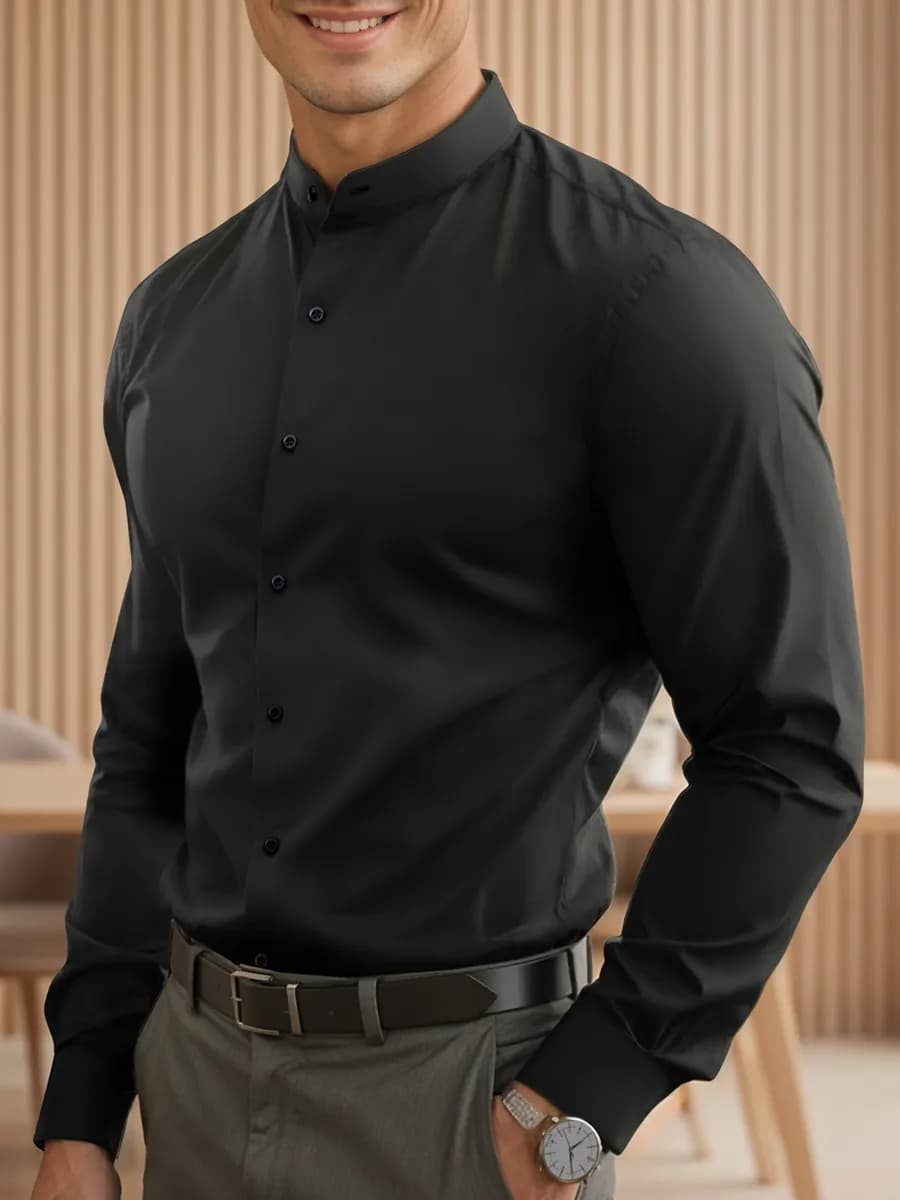 Рубашка с длинным рукавом классическая воротник стойка - фото 1