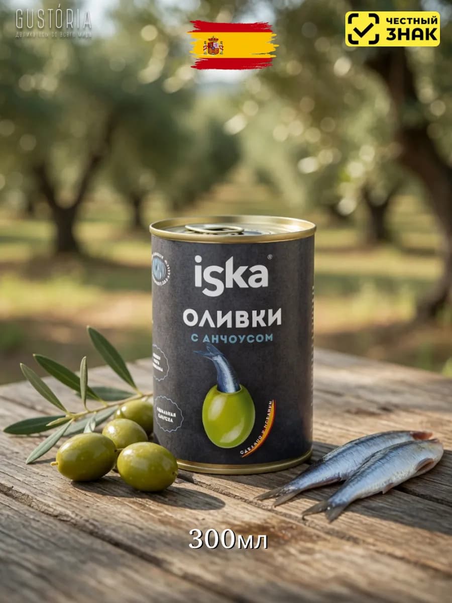Оливки с анчоусом, 300мл