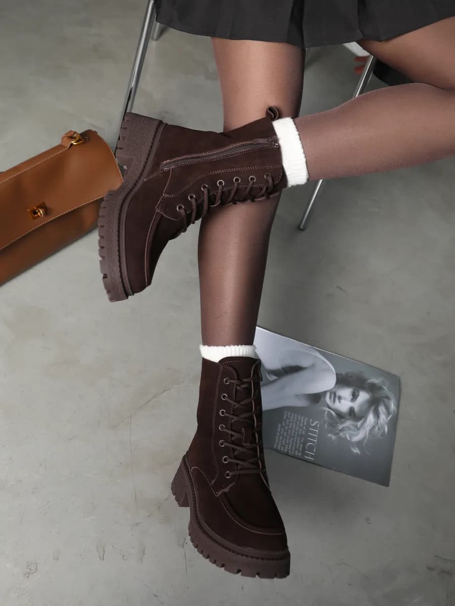 Зимние высокие замшевые ботинки берцы