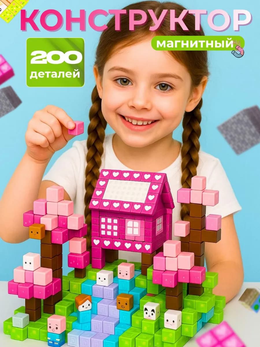 Магнитный конструктор minecraft lego для девочек