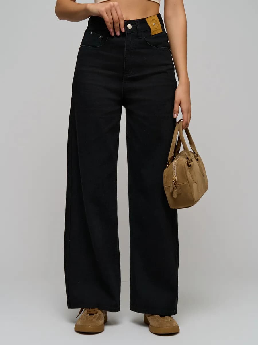 Джинсы женские широкие черные