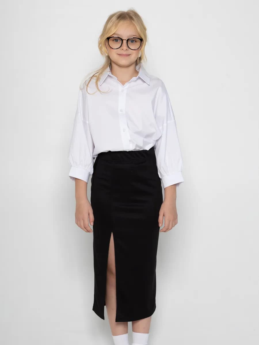 Юбка для девочки в школу с разрезом