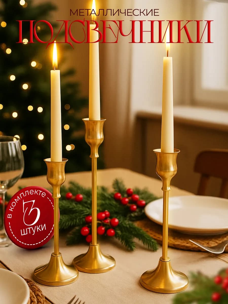 Металлический подсвечник для свечей набор