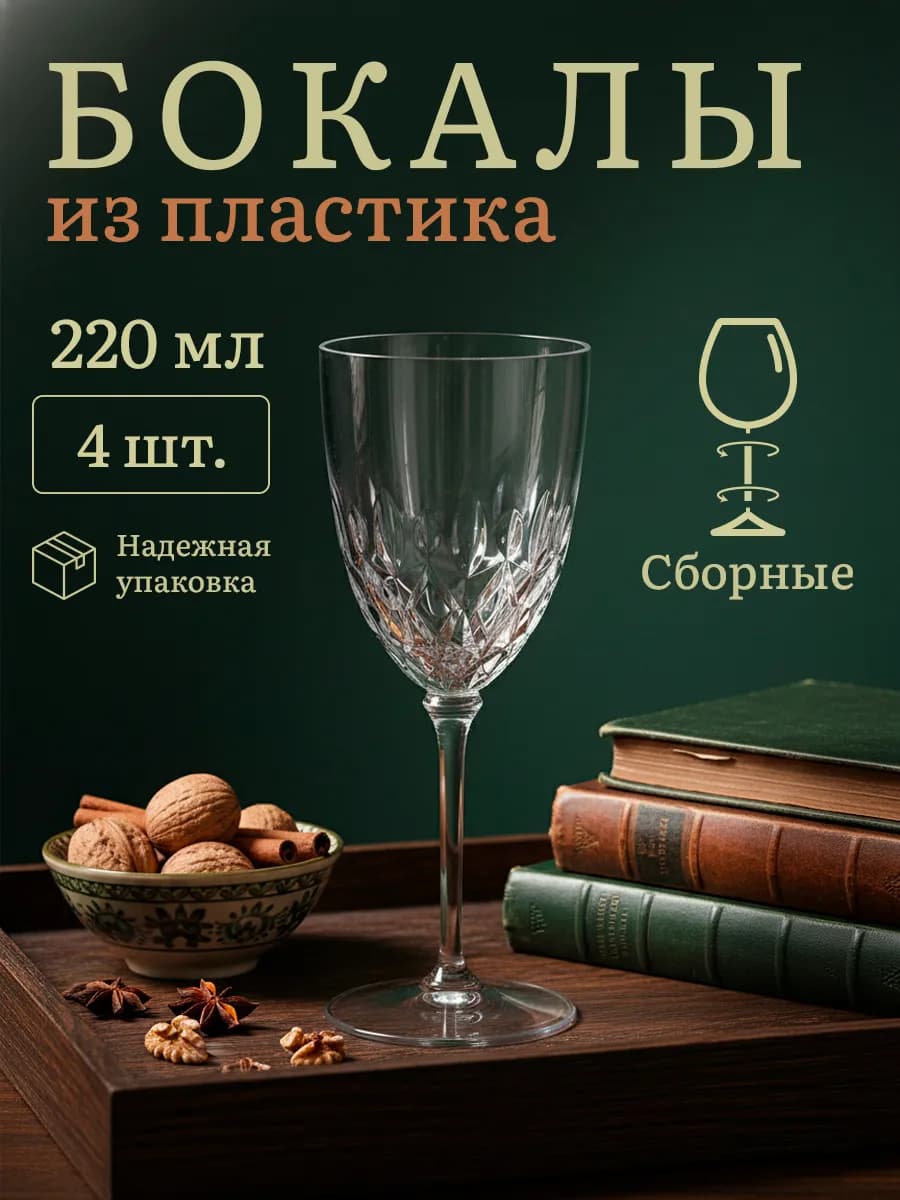 Бокалы для вина и шампанского небьющиеся - фото 1