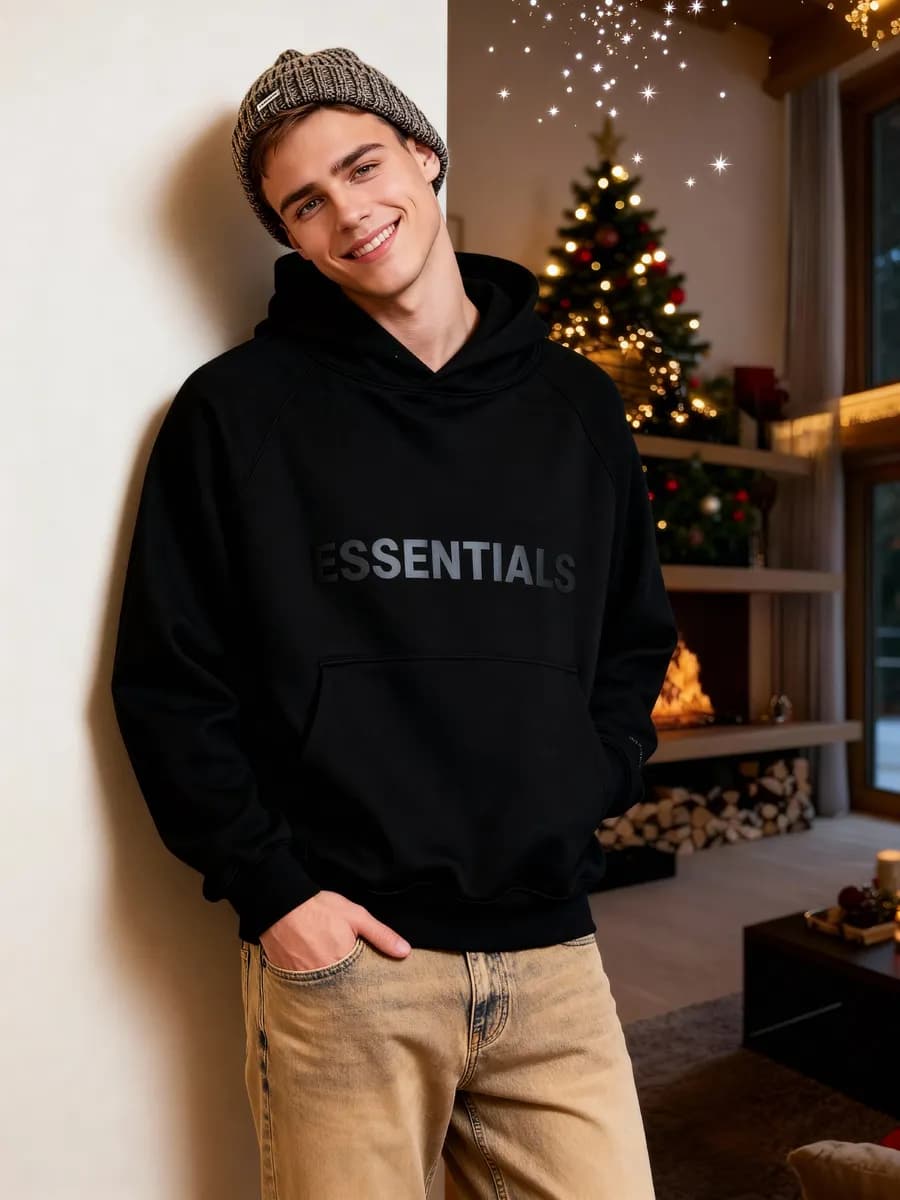 Худи мужской Y2K черный оверсайз свитшот толстовка с капюшон - фото 1