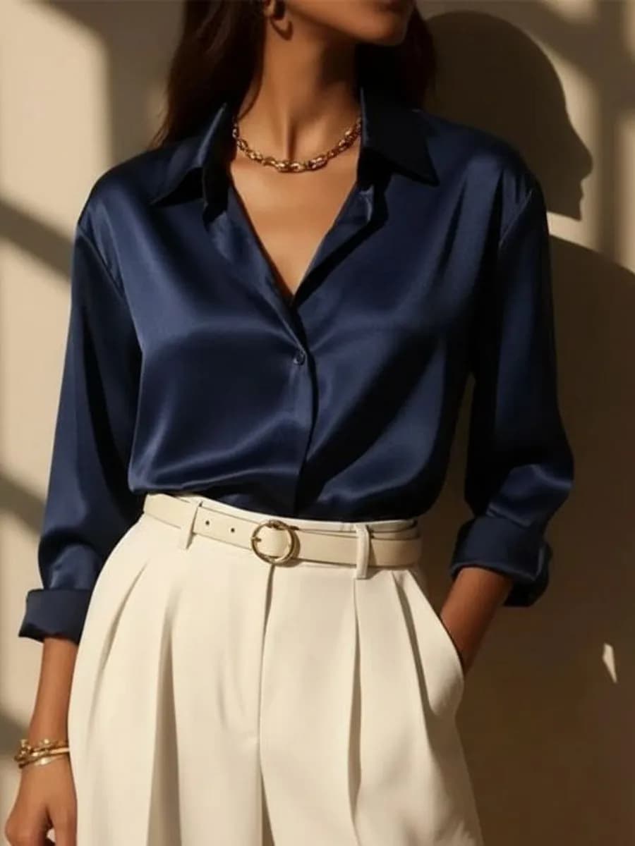 Рубашка блузка оверсайз шелковая офисная