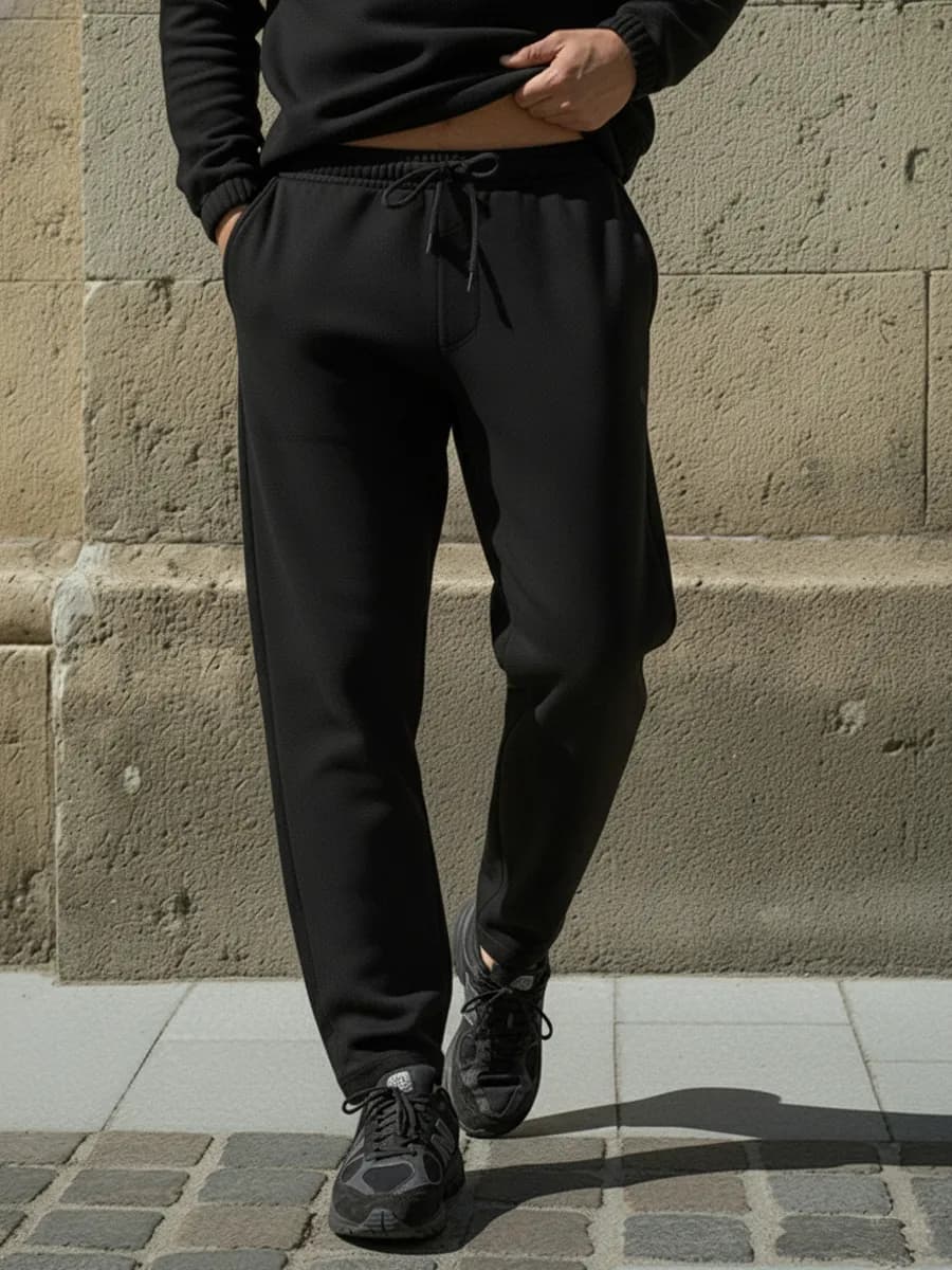 Спортивные штаны теплые флисовые зимние черные