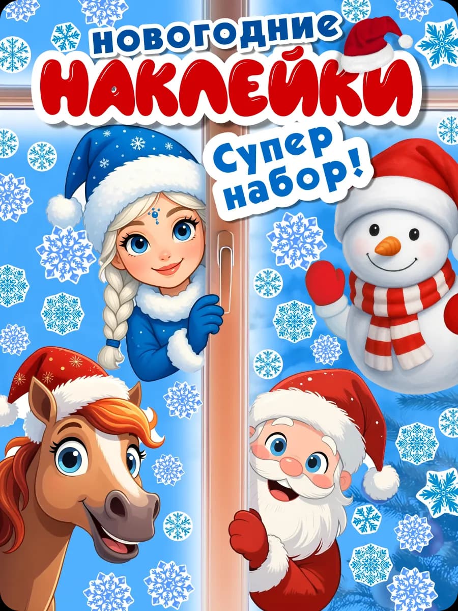 Наклейки новогодние интерьерные на стену