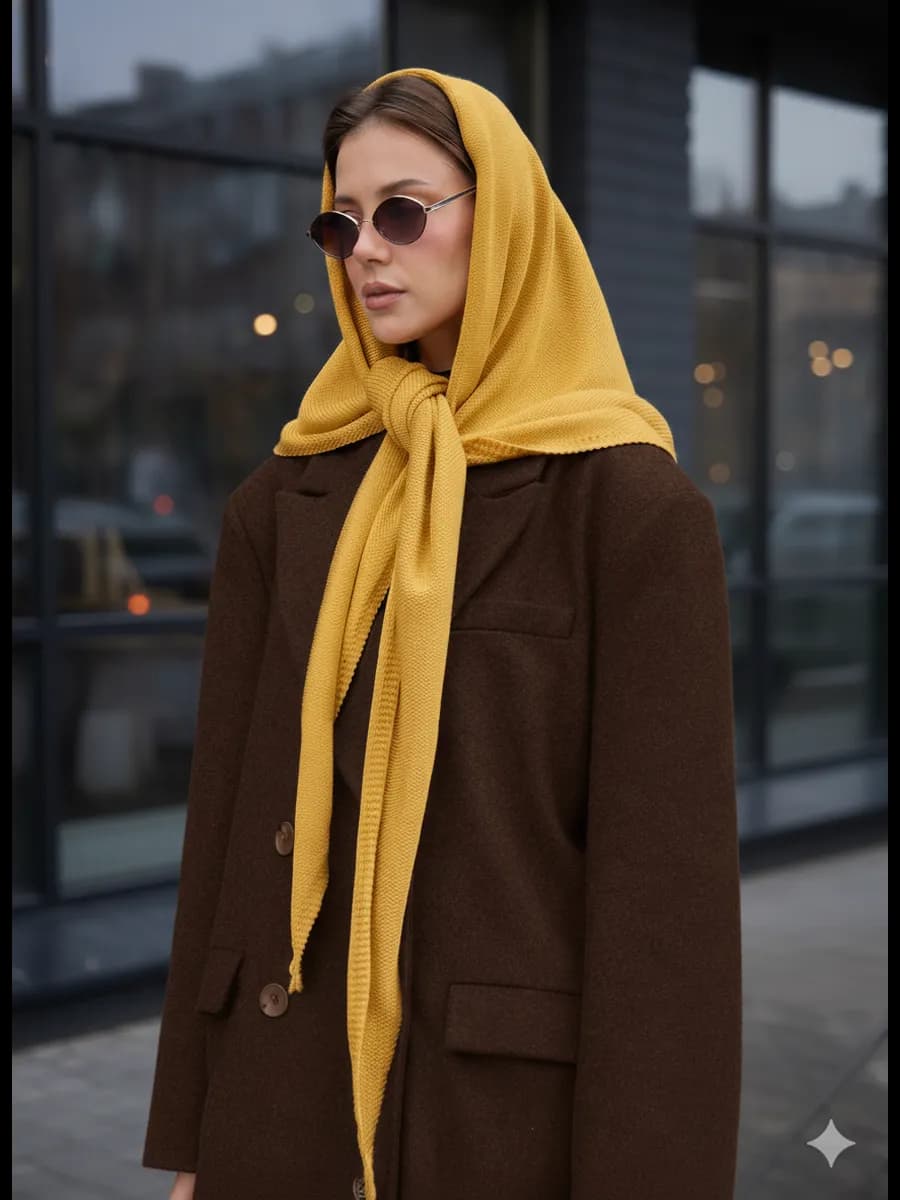 Вязаный платок на голову косынка шерстяная