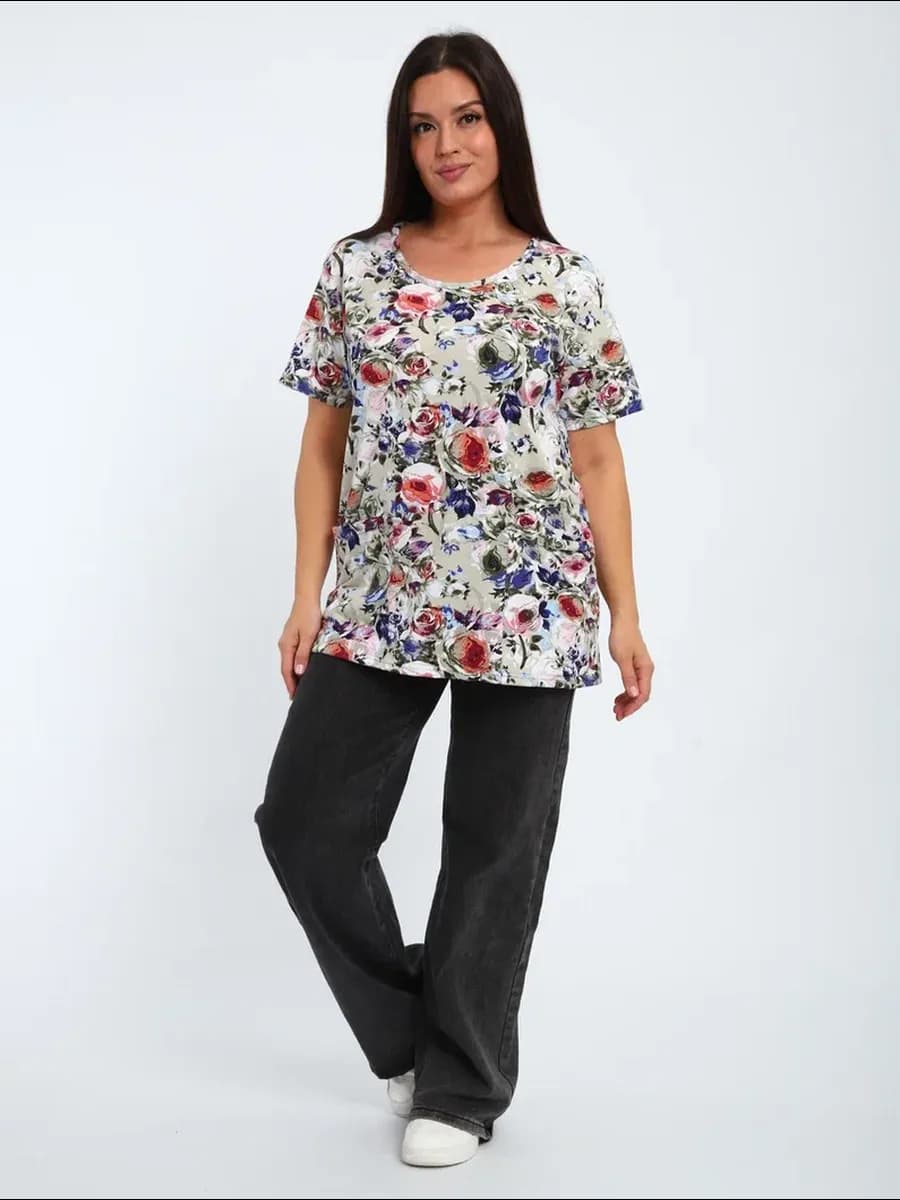 Футболка домашняя больших размеров с карманами