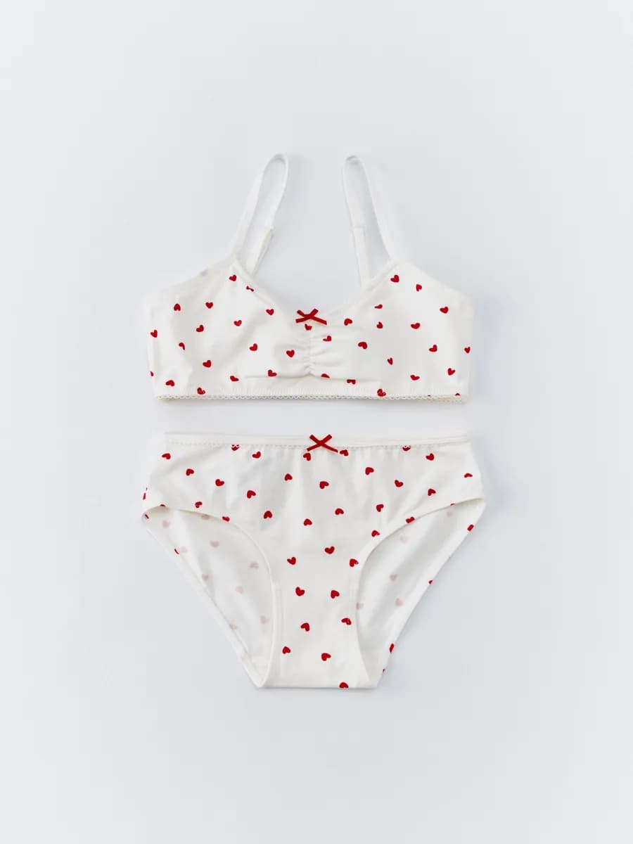 Комплект нижнего белья из топа и трусов-слипов с принтом