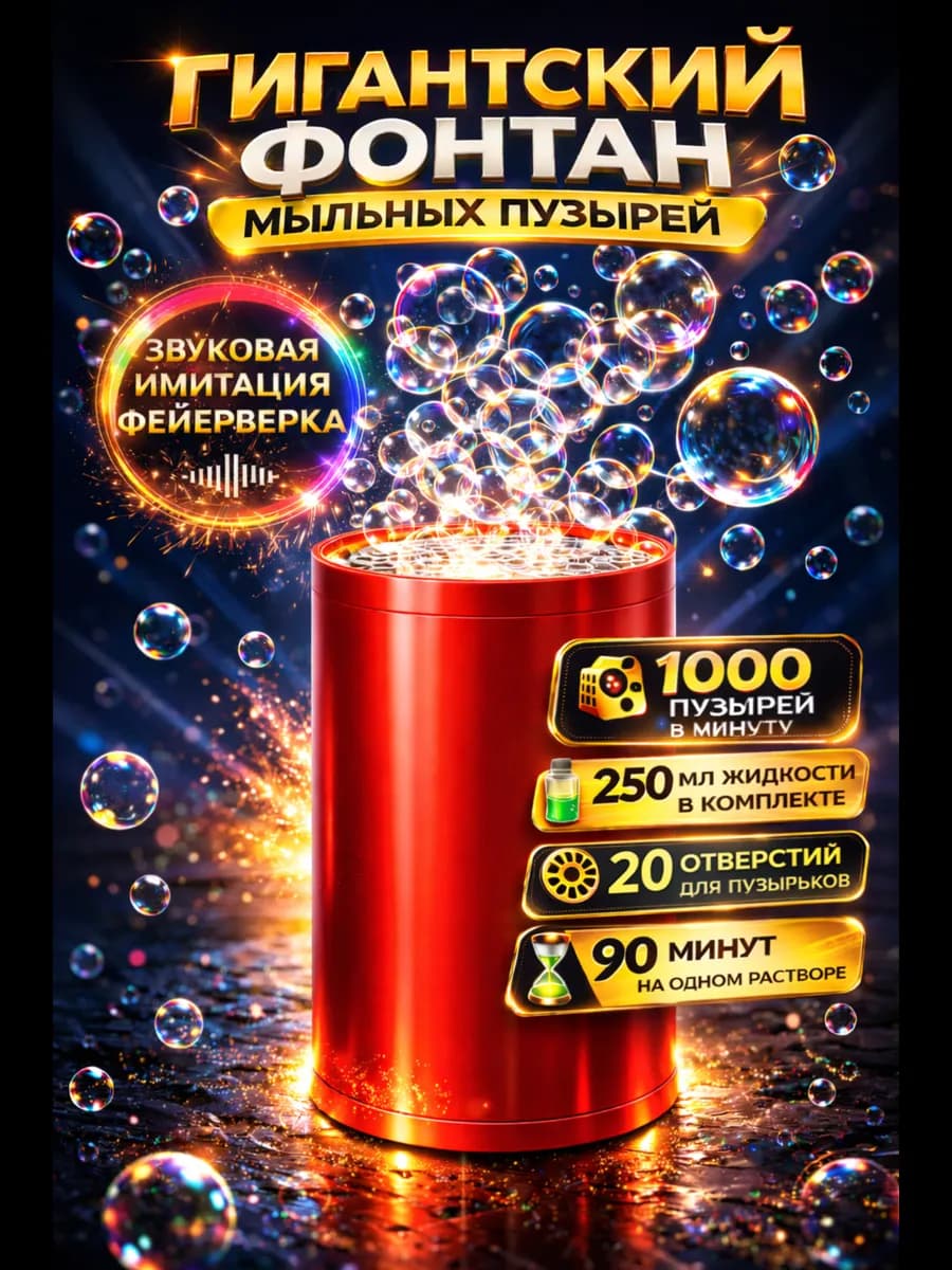 Генератор мыльных пузырей Фейерверк фонтан салют
