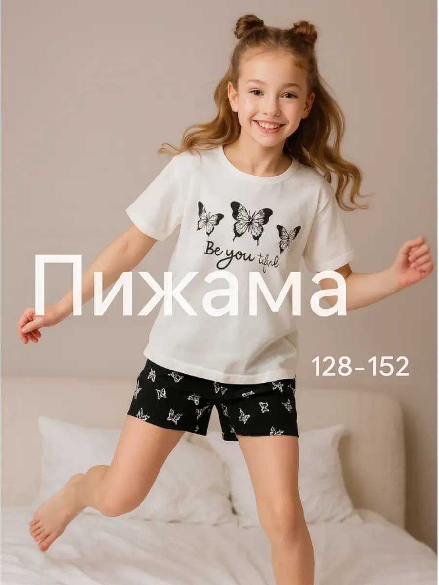 Пижама с шортами и футболкой с коротким рукавом домашняя