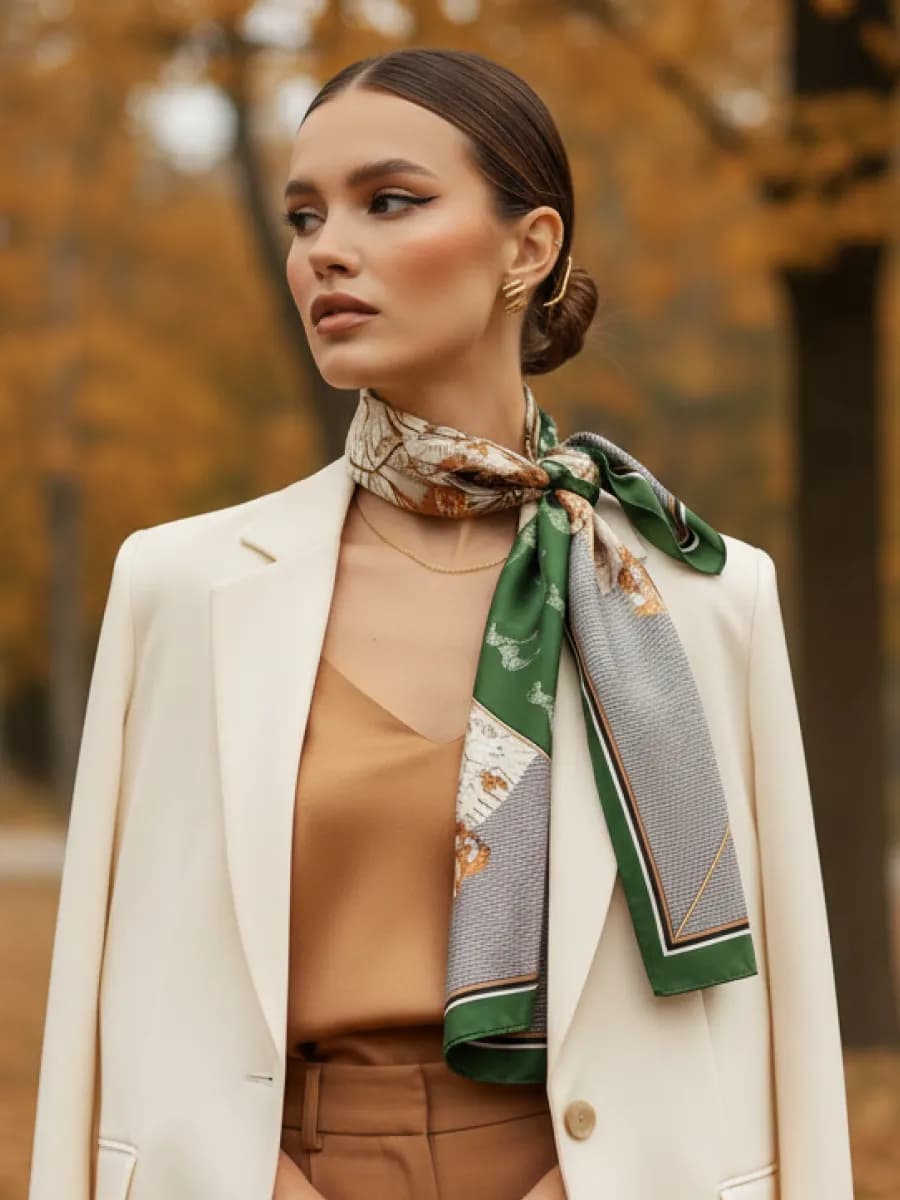 Платок косынка на голову и шею шелковый