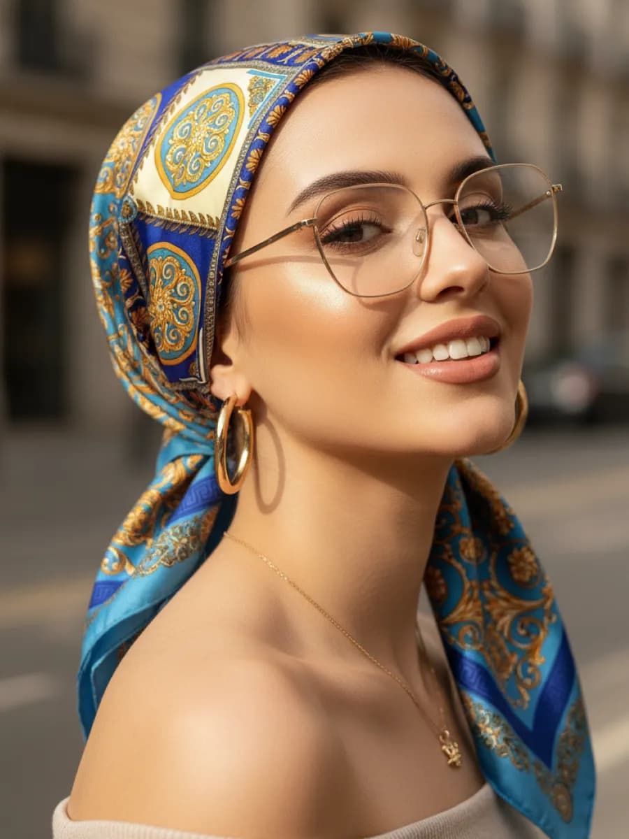 Платок косынка на голову и шею шелковый