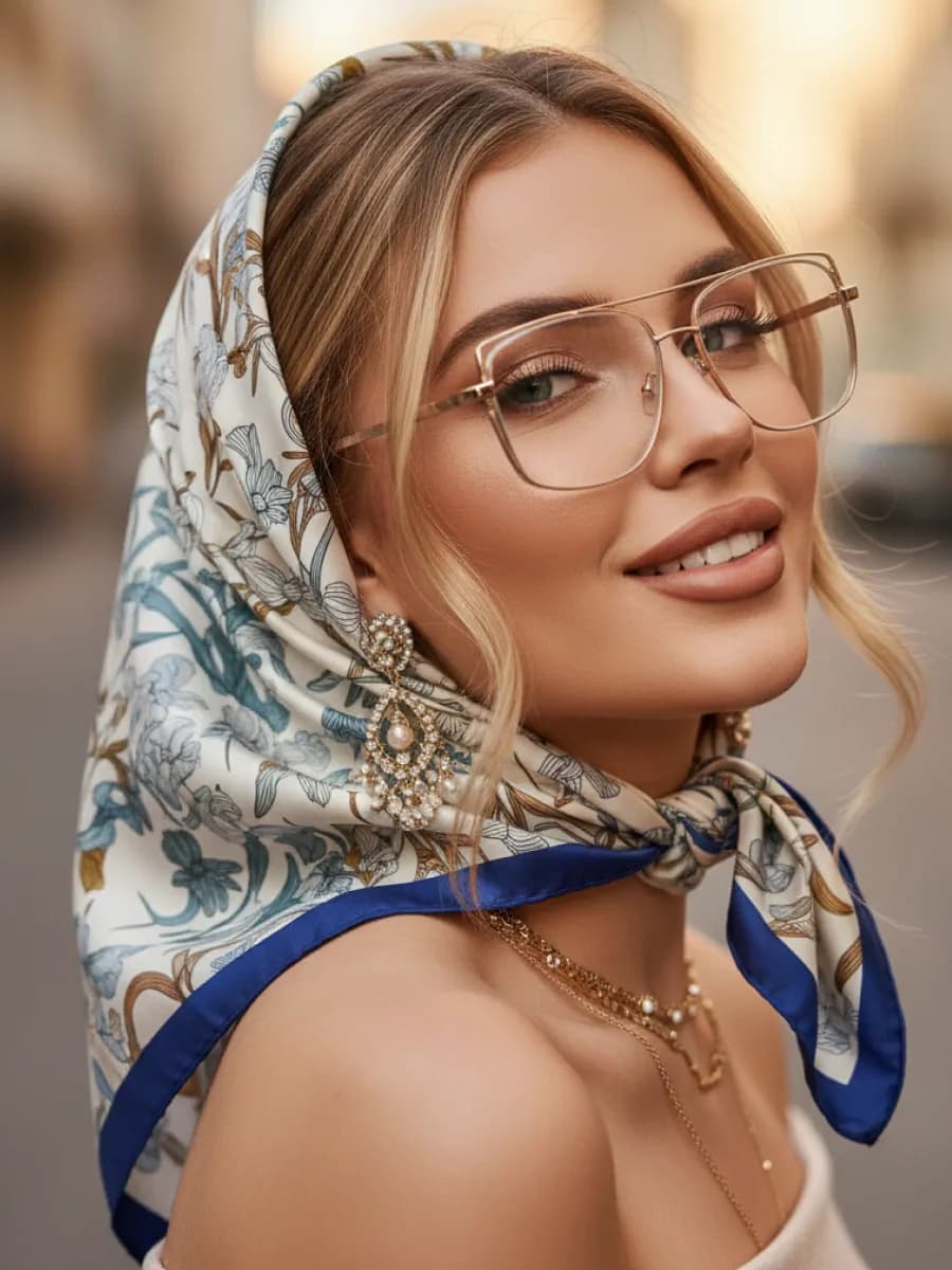 Платок косынка на голову и шею шелковый