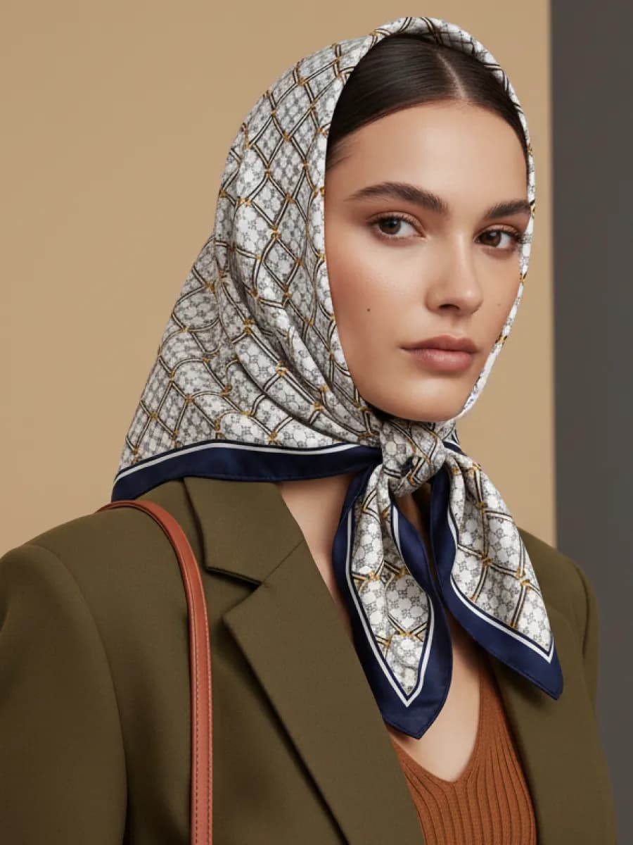 Платок косынка на голову и шею шелковый