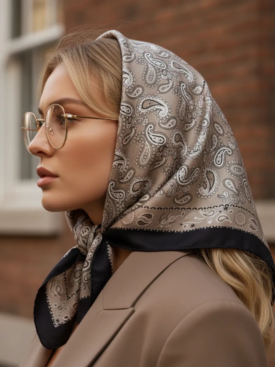 Платок косынка на голову и шею шелковый