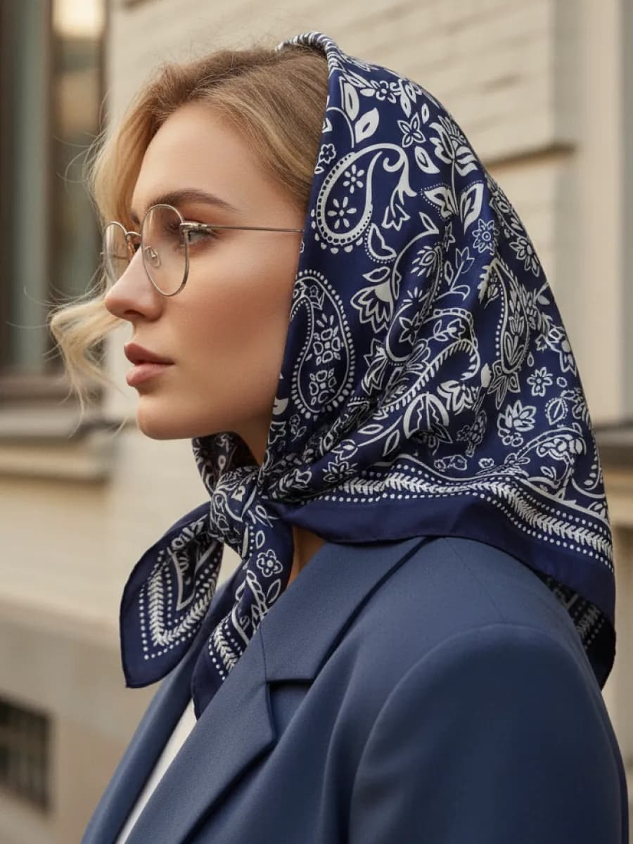 Платок косынка на голову и шею шелковый