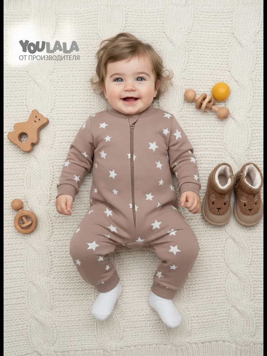 Комбинезон для малышей с начёсом на молнии