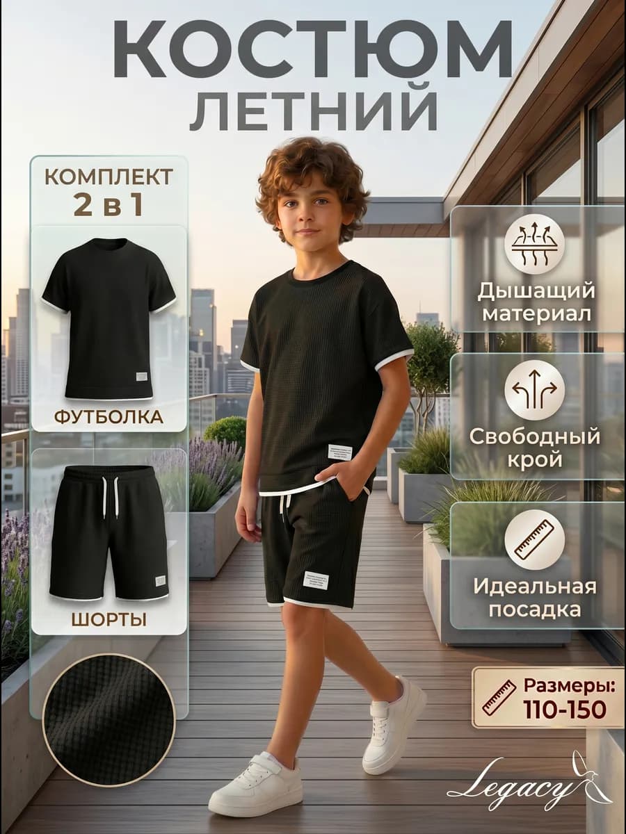 Костюм летний детский с шортами и футболкой