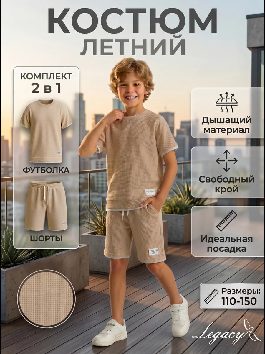 Костюм летний детский с шортами и футболкой