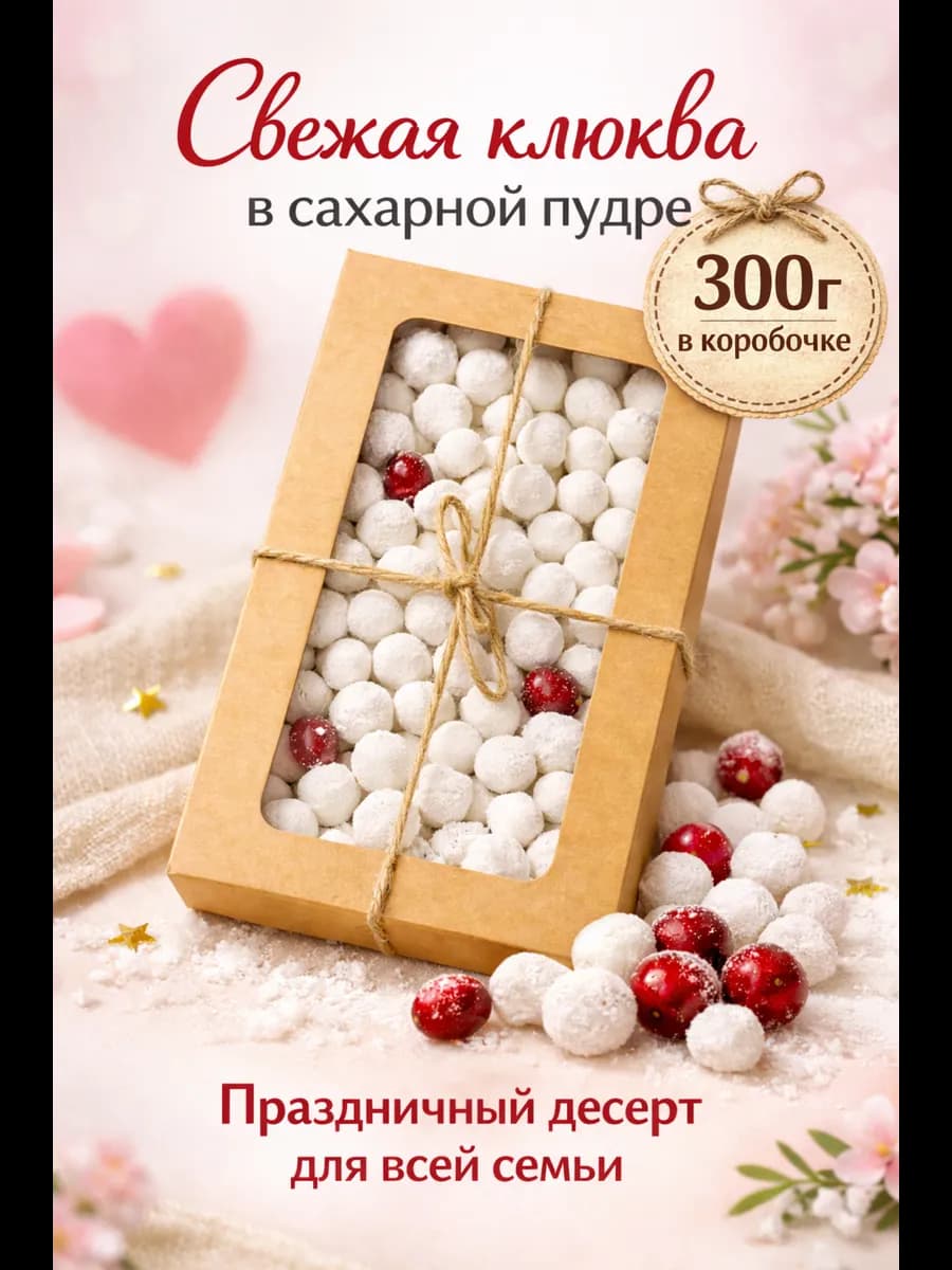 Драже в сахарной пудре из свежей ягоды клюквы
