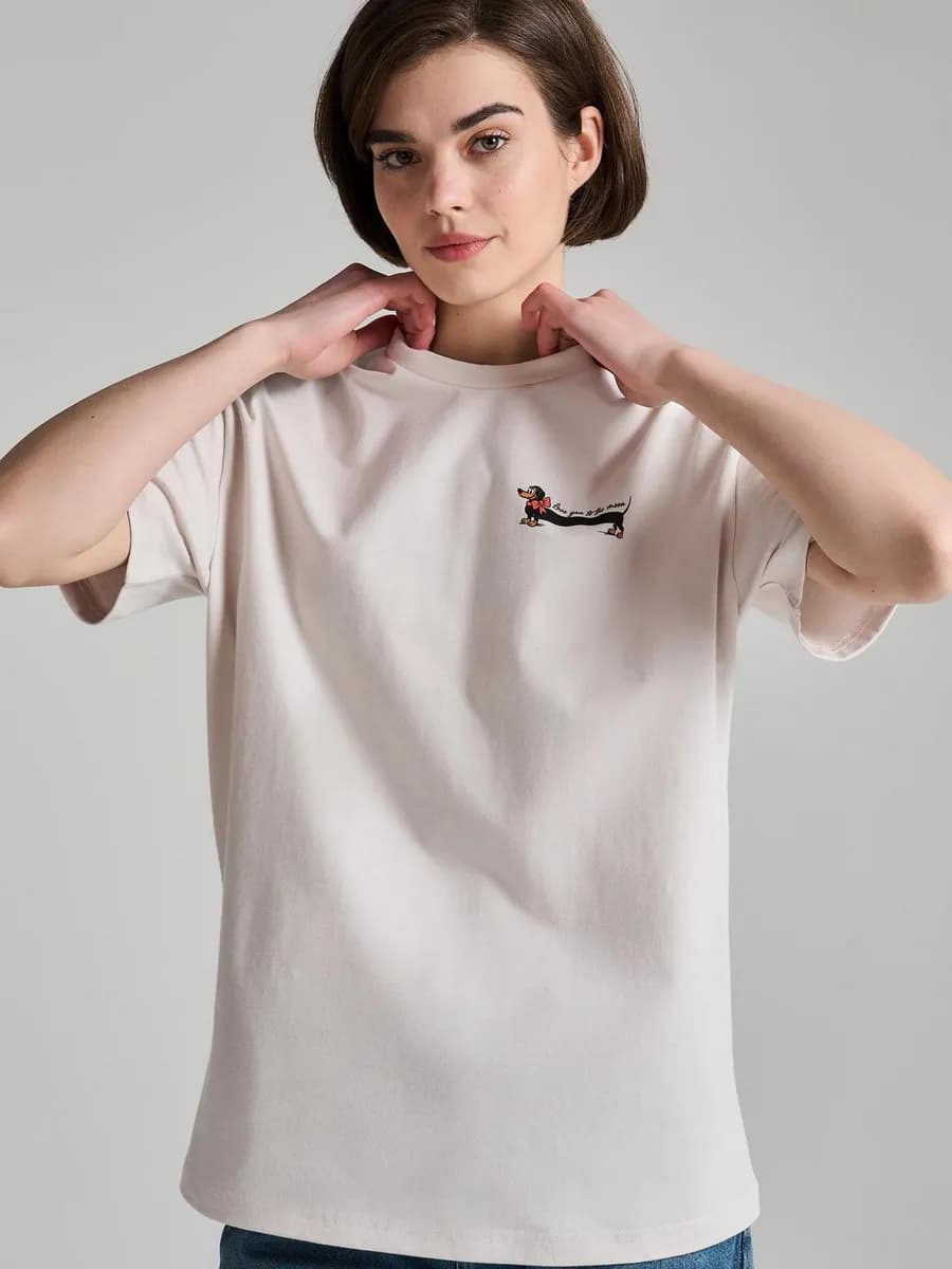 Футболка из хлопка с принтом таксы