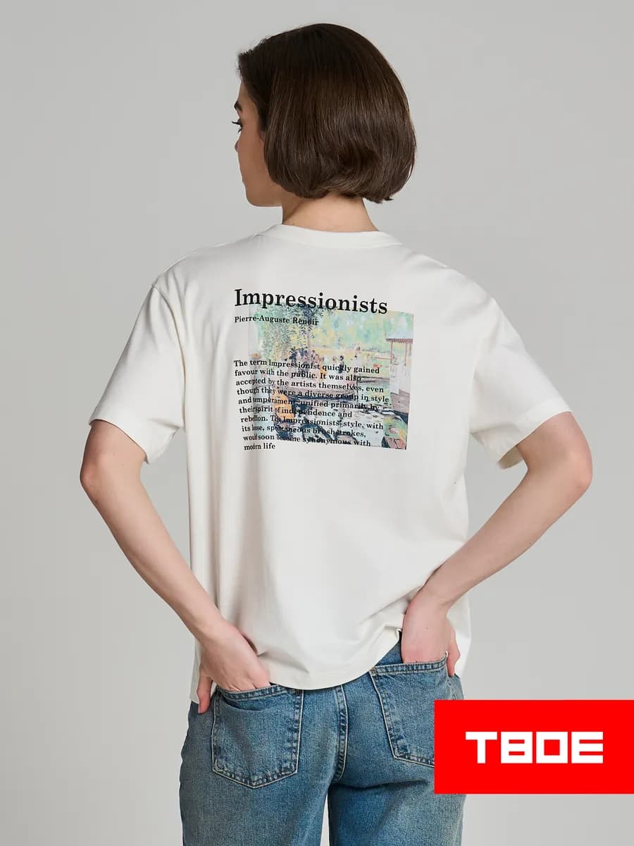 Футболка из хлопка с принтом на спине