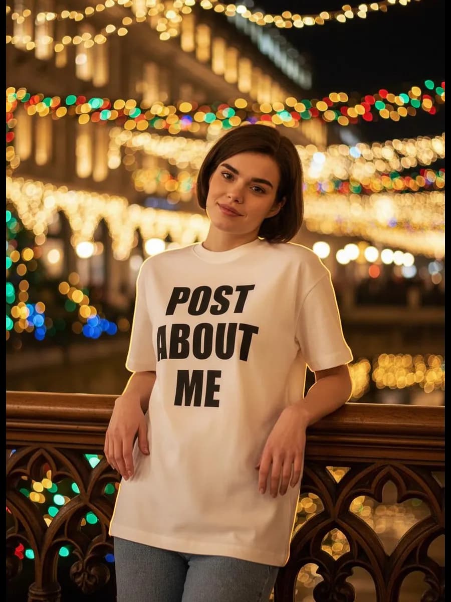 Футболка с надписью Post about me