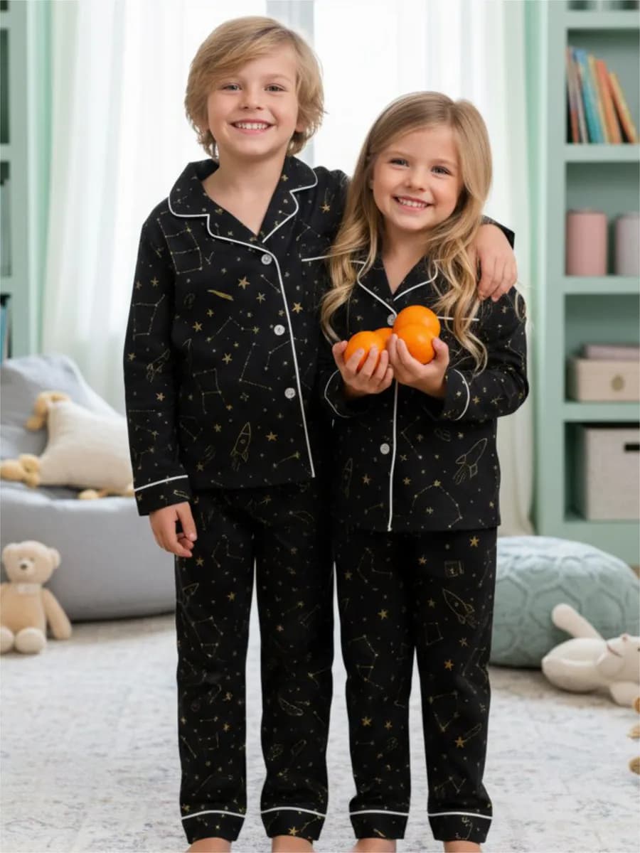 Пижама детская утепленная с легким начесом зимняя - фото 1