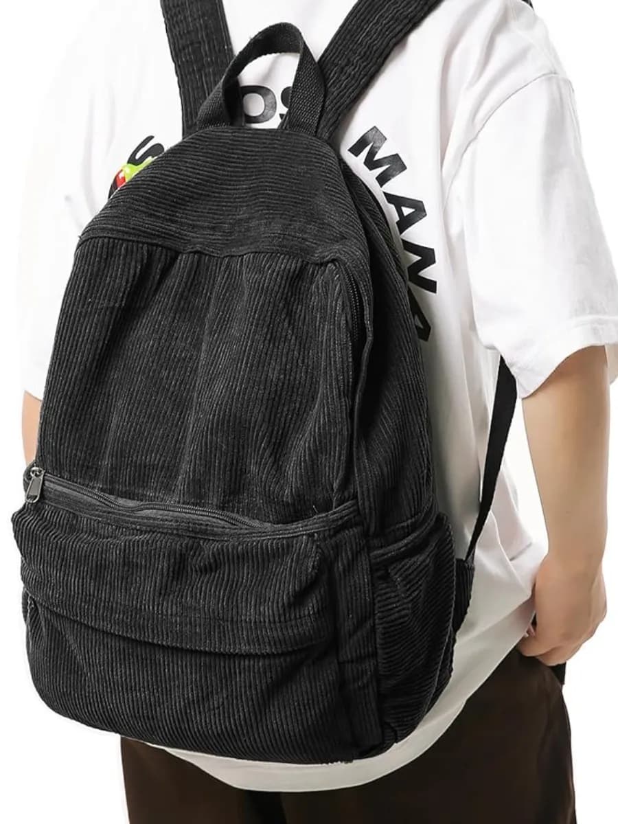 Рюкзак для подростков вельветовый с карманами