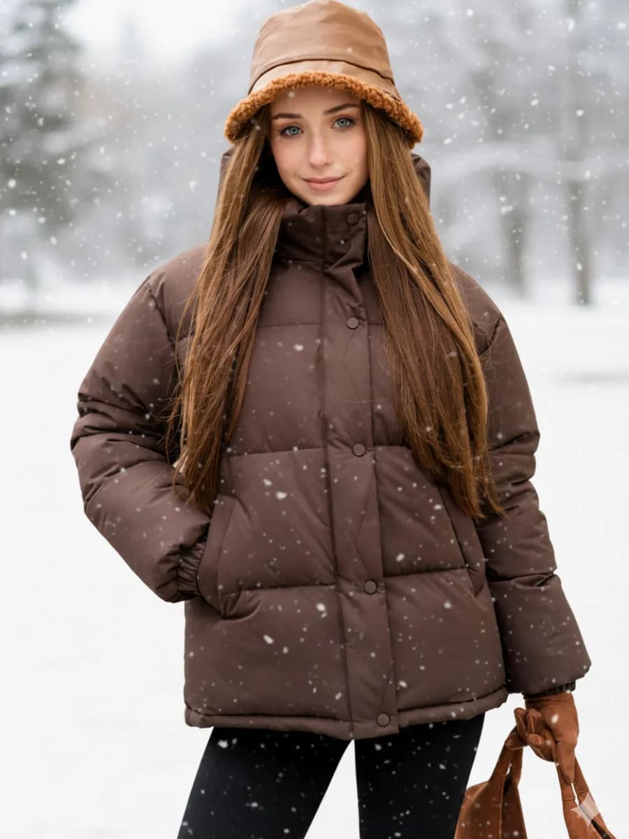 Куртка зимняя для девочки коричневая