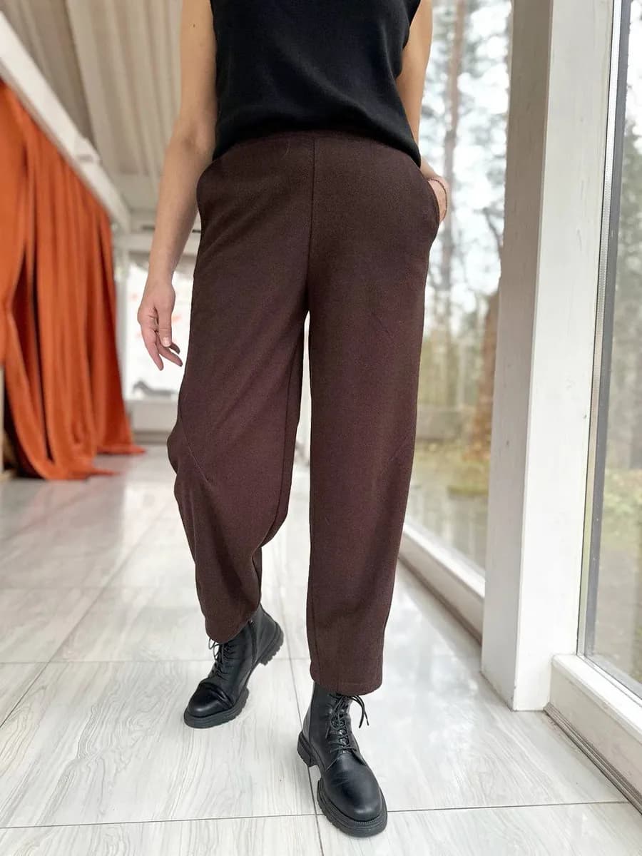 Брюки теплые бананы трикотаж кашемир