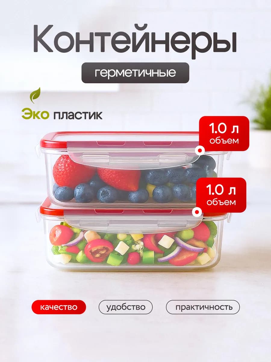 Контейнер для еды пластиковый герметичный 2 шт набор