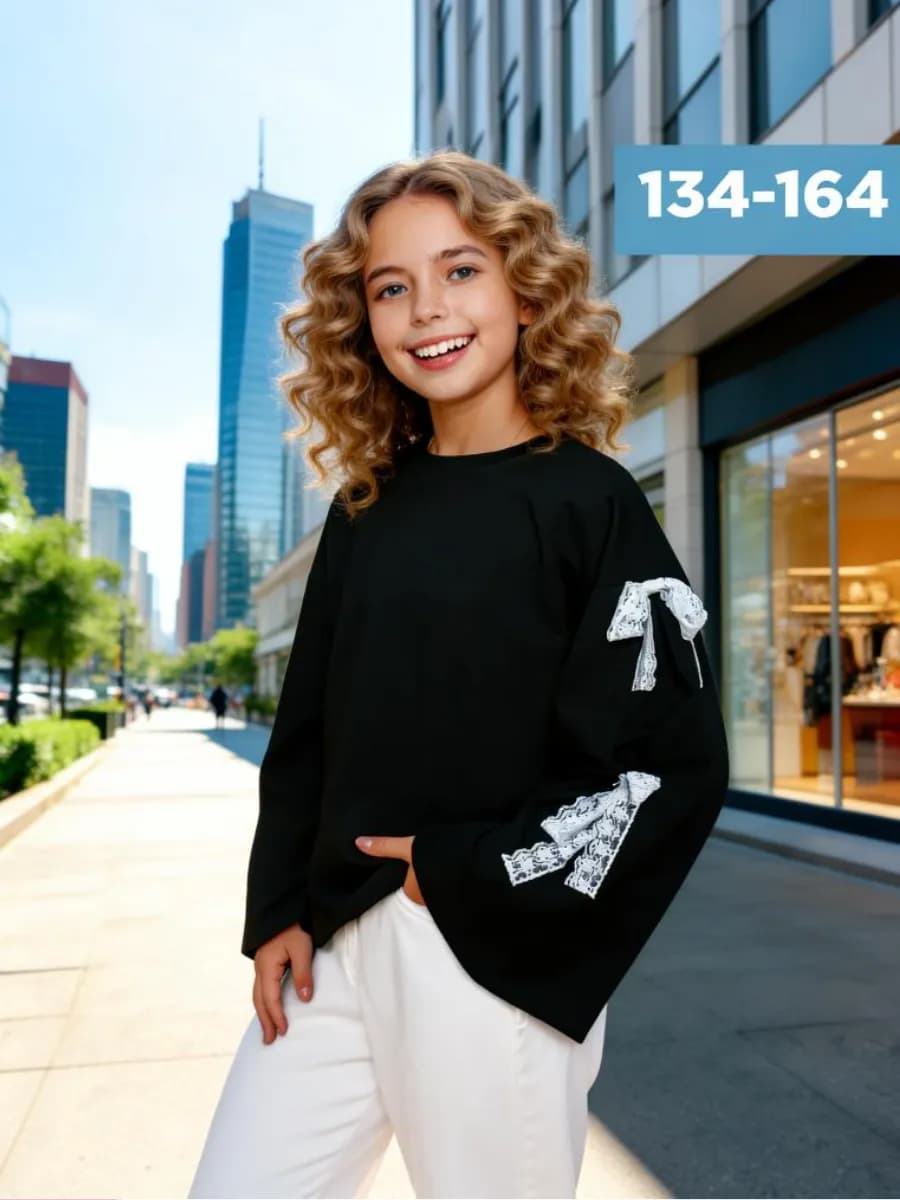 Свитшот лонгслив нарядный джемпер школьный с бантиками