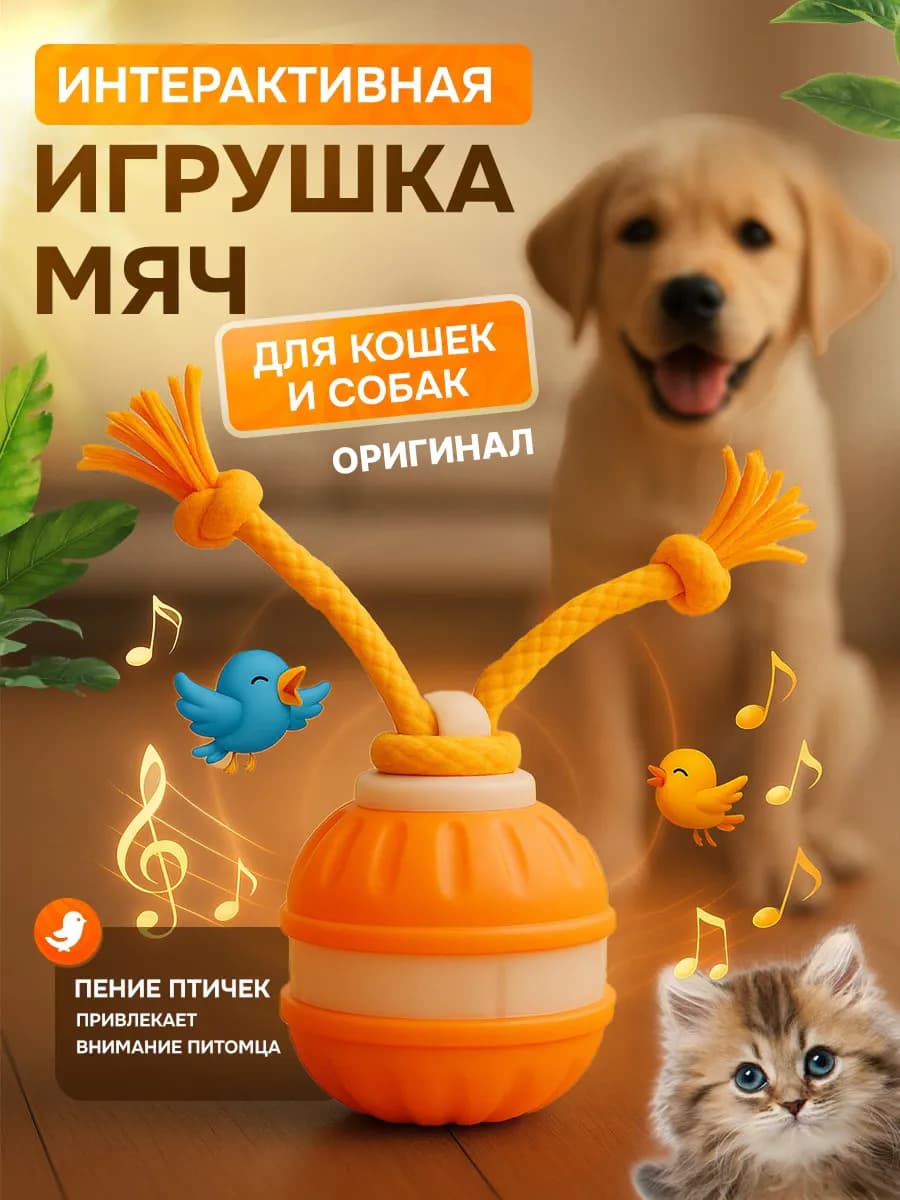 Интерактивный умный мяч игрушка для собак и кошек