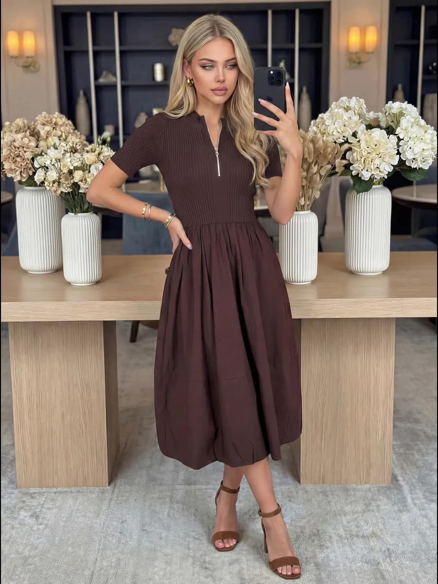 Платье миди с юбкой баллон