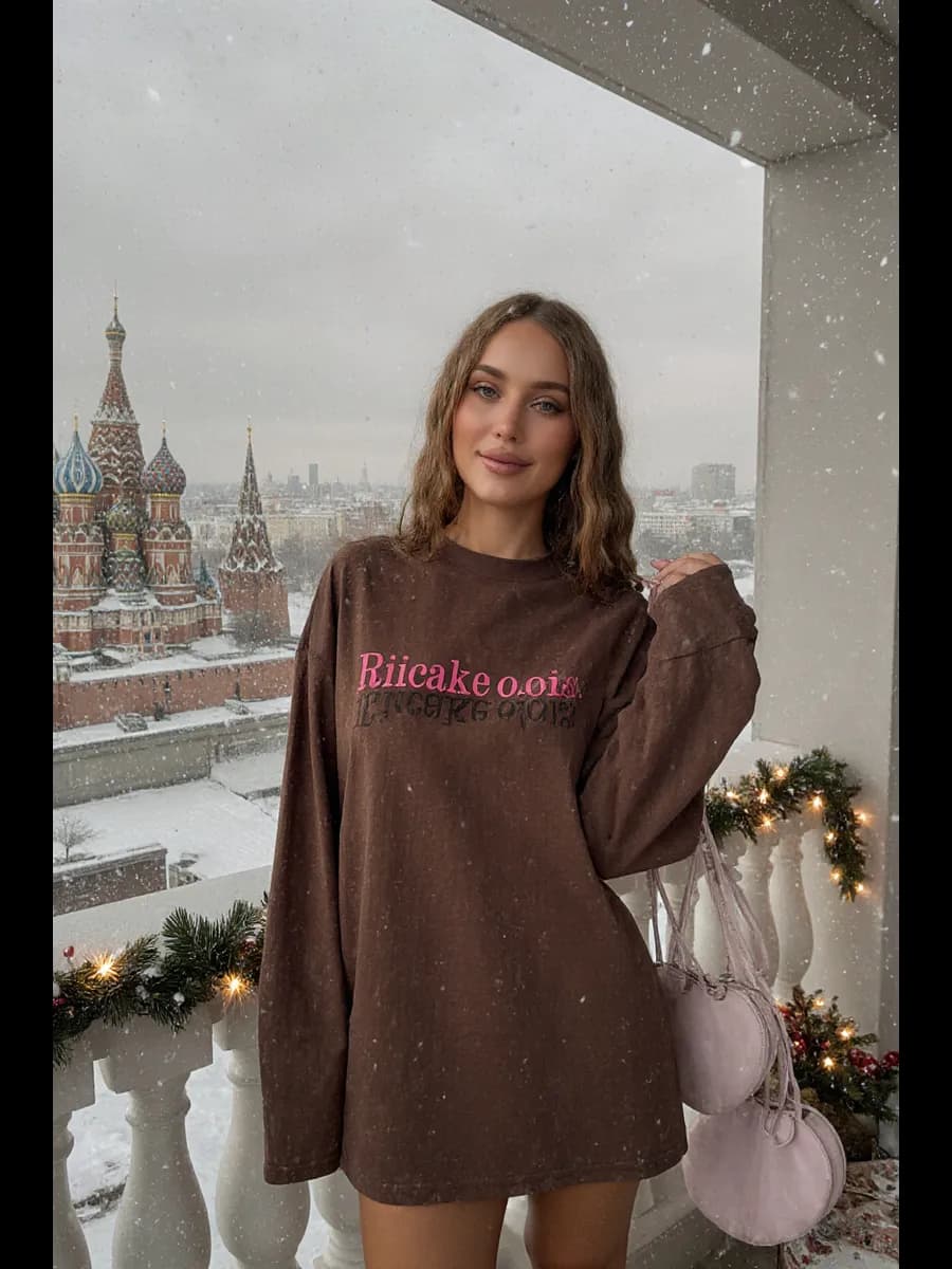 Лонгслив оверсайз с принтом