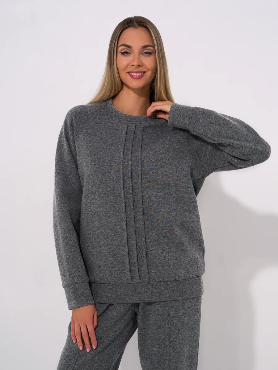 Костюм свитшот с прямыми брюками оверсайз крой