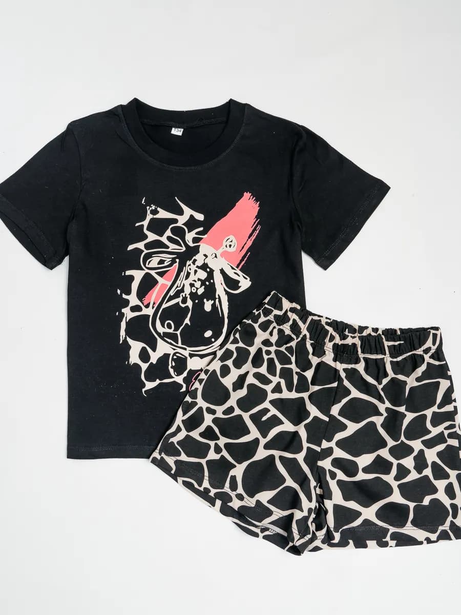 Пижама с шортами и футболкой с коротким рукавом домашняя