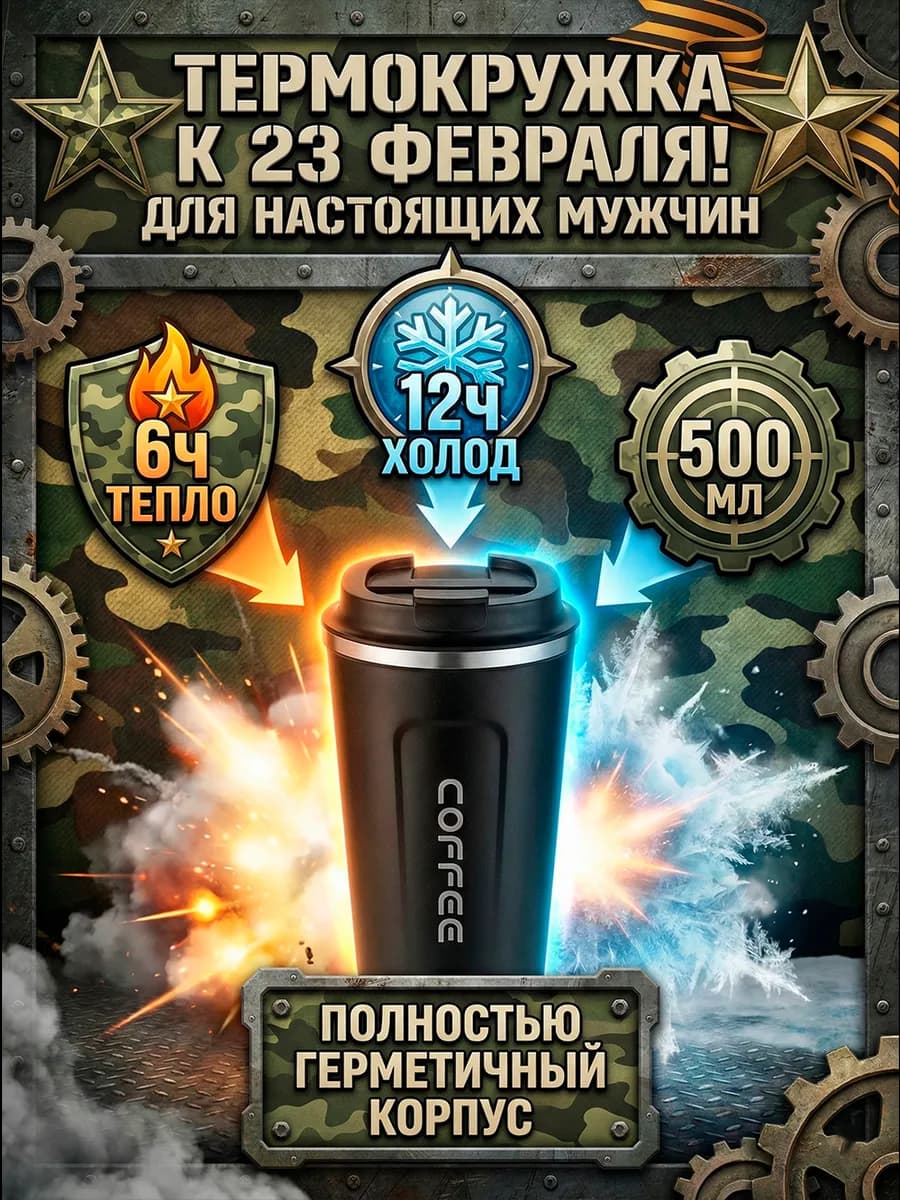 Автомобильная мужская термокружка для кофе 500 мл