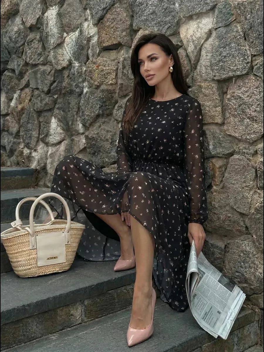 Платье шифоновое праздничное весеннее