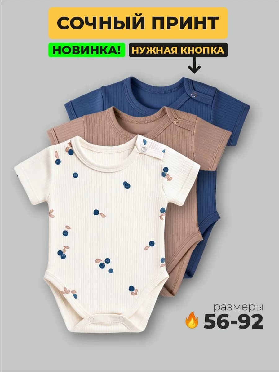 Боди для новорожденных с коротким рукавом