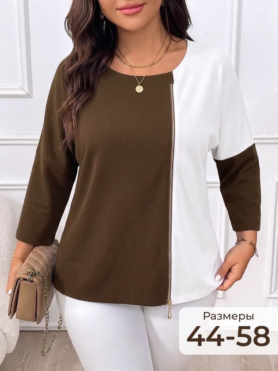 Кофта с молнией нарядная больших размеров в офис