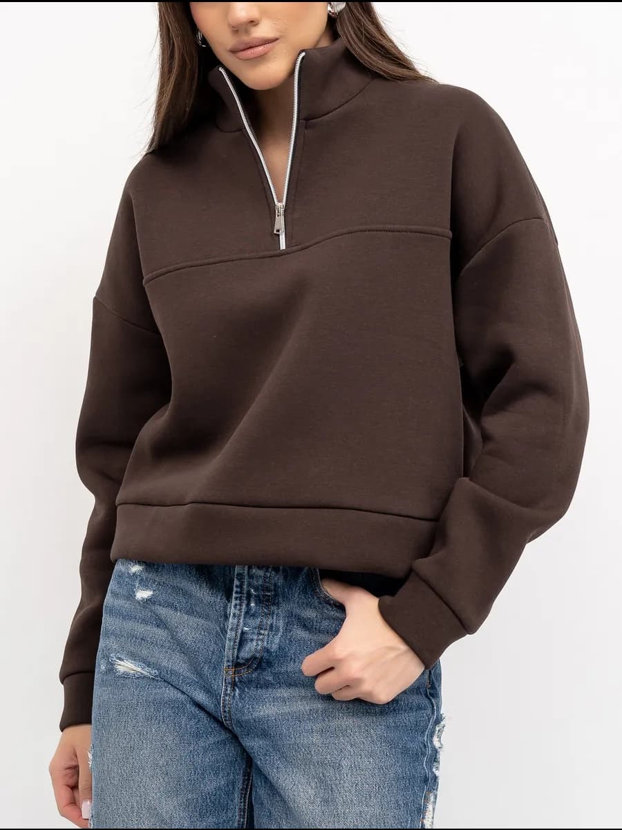 Свитшот полузамок теплый с горлом на молнии