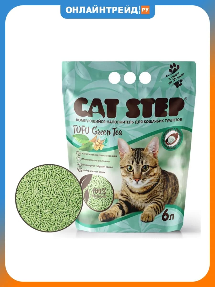 Наполнитель комкующийся Tofu Green Tea, 6л