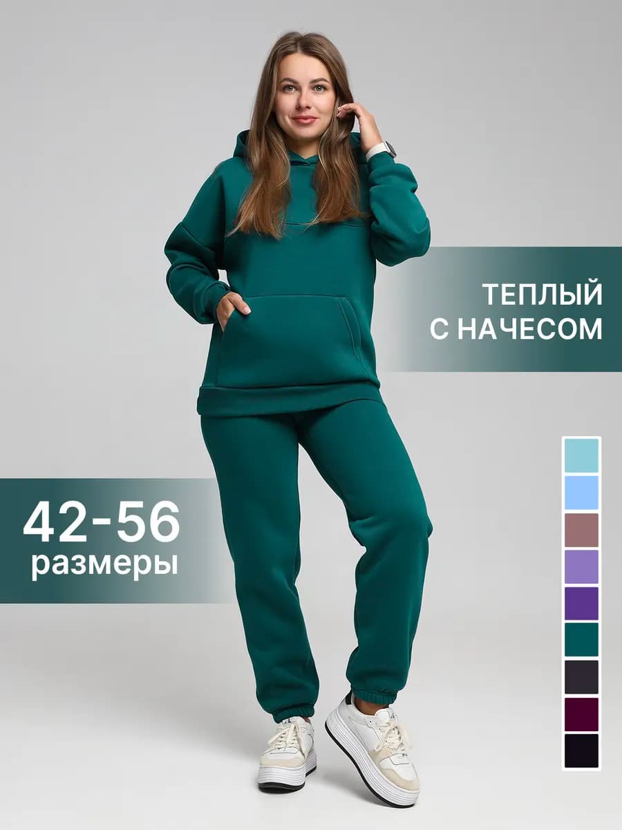 Спортивный костюм теплый с начесом на флисе с капюшоном